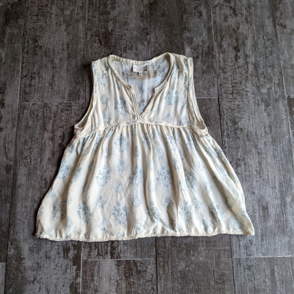 LE FOU WILFRED 100% Silk Floral Braided Trim Tank